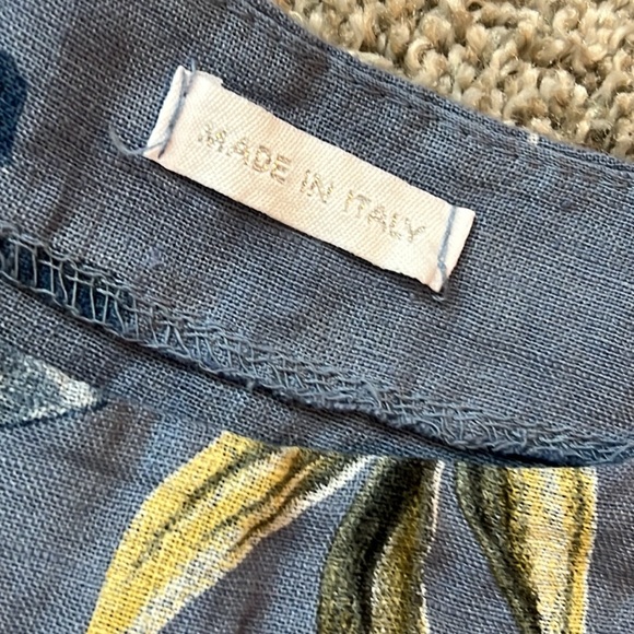 100%‎ Linen Floral Midi dress size M 8 10 Made In Italy Beach CottageCore cruise - Picture 15 of 16